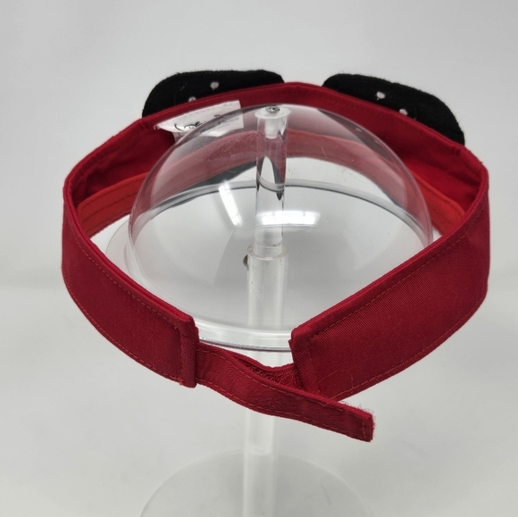 DISNEY PARKS MINNIE MOUSE SUN VISOR BLACK & RED POLKA DOT BOW EARS WOMEN OS - Picture 4 of 12